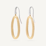 18K Yellow Gold Link Earrings with Diamonds, 1.41"