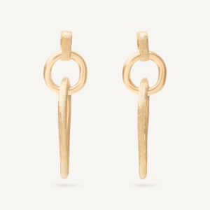 18K Yellow Gold Link Earrings, 1.5"