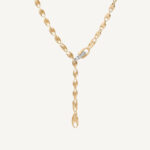 18K Yellow Gold Small Link Lariat with Diamond Clasp, 18.25"