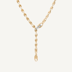18K Yellow Gold Small Link Lariat with Diamond Clasp, 18.25"