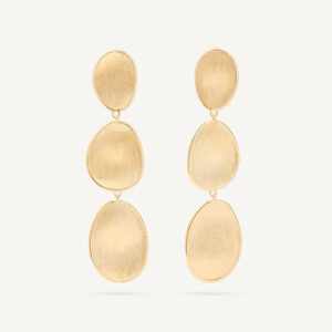 18K Yellow Gold Petal Earrings, 2"