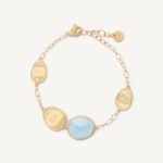 18K Yellow Gold Aquamarine Bracelet, 6.25"