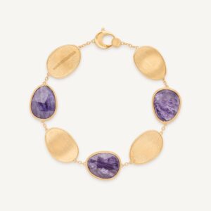 18K Yellow Gold Charoite Bracelet, 7.25"
