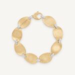 18K Yellow Gold Petal Bracelet with Diamonds, 6.88"