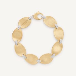 18K Yellow Gold Petal Bracelet with Diamonds, 6.88"