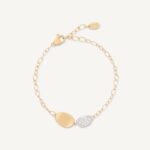 18K Yellow Gold Petal Bracelet with Diamonds, 6.25"-7.75"