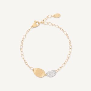 18K Yellow Gold Petal Bracelet with Diamonds, 6.25"-7.75"