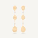 18K Yellow Gold Petal and Diamond Earrings, 2.2"
