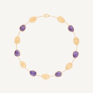 18K Yellow Gold Charoite Necklace, 17"