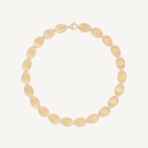 18K Yellow Gold Petal Necklace with Diamonds, 17.75"