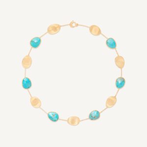 18K Yellow Gold Turquoise Necklace, 17"