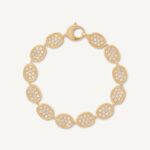 18K Yellow Gold Diamond Petal Bracelet, 7.25"