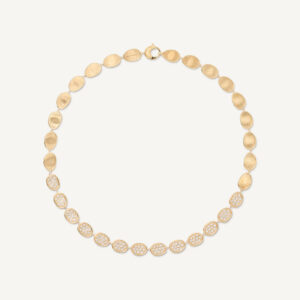18K Yellow Gold Diamond Petal Necklace, 18.25"