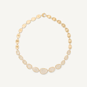 18K Yellow Gold Diamond Petal Necklace, 17.75"