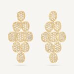 18K Yellow Gold Diamond Petal Earrings, 2.3"