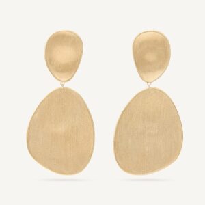 18K Yellow Gold Petal Earrings, 2.4"