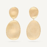 18K Yellow Gold Petal Earrings, 1.8"