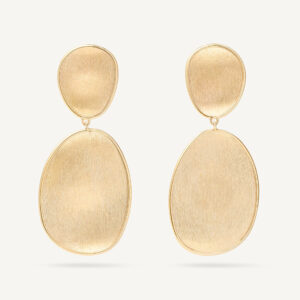 18K Yellow Gold Petal Earrings, 1.8"