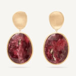 18K Yellow Gold Thulite Earrings, 1.7"