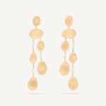 18K Yellow Gold Petal and Diamond Earrings, 2.8"