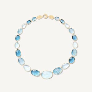 18K Yellow Gold Blue Topaz Necklace, 17"