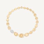 18K Yellow Gold Petal Necklace with Diamond Station, 16.5"