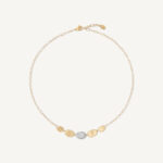 18K Yellow Gold Halfsie Petal Necklace with DIamonds, 16.5"-18"