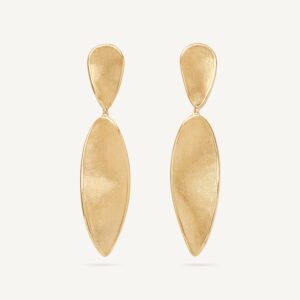 18K Yellow Gold Twisted Petal Earrings, 1.8"