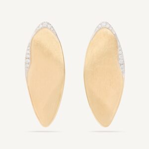 18K Yellow Gold Petal Stud with Diamonds, 2.3"