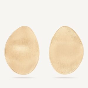 18K Yellow Gold Petal Stud Earrings. 1.4"
