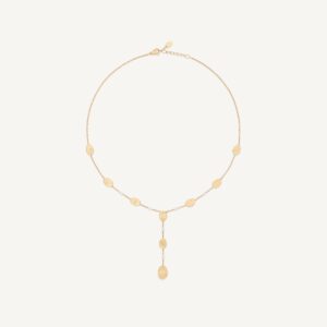 18K Yellow Gold Petal Lariat with Diamonds, 16.5"-18"