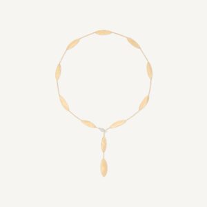 18K Yellow Gold Petal Lariat with Diamond Clasp, 18"