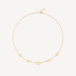 18K Yellow Gold Halfsie Small Petal Necklace with Diamonds, 16.5"-18"
