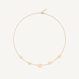 18K Yellow Gold Halfsie Small Petal Necklace with Diamonds, 16.5"-18"