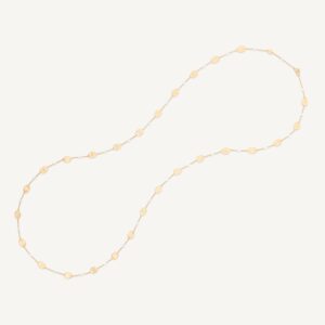 18K Yellow Gold Small Petal Necklace with Diamonds, 36"