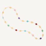 18K Yellow Gold Gemstone and Petal Necklace, 36"