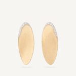 18K Yellow Gold Petal Stud with Diamonds, 1.6"