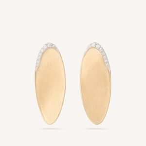 18K Yellow Gold Petal Stud with Diamonds, 1.6"