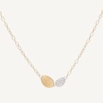 18K Yellow Gold Petal Pendant Necklace with Diamonds, 16.5"-18"