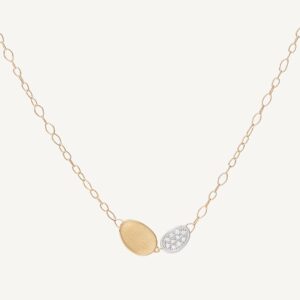 18K Yellow Gold Petal Pendant Necklace with Diamonds, 16.5"-18"