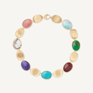 18K Yellow Gold Mixed Gemstone Necklace, 17.75"