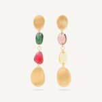 18K Yellow Gold Tourmaline Earrings, 1.9"