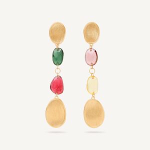 18K Yellow Gold Tourmaline Earrings, 1.9"