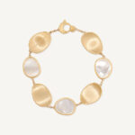 18K Yellow Gold Mother of Pearl Bracelet, 7"