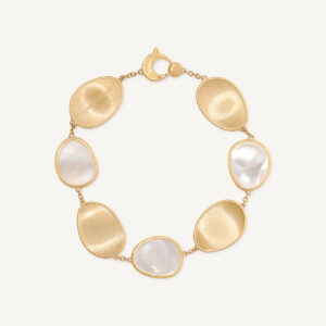 18K Yellow Gold Mother of Pearl Bracelet, 7"