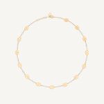 18K Yellow Gold Small Petal Necklace with Diamonds, 16.5"-18'