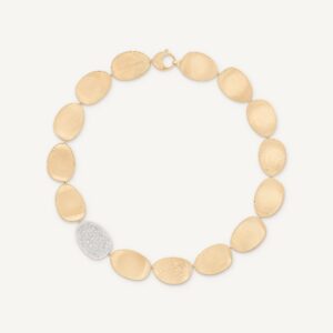 18K Yellow Gold Petal Necklace with Diamonds, 17.25"
