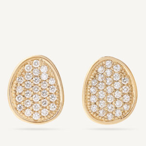 18K Yellow Gold Diamond Stud Earrings, 0.6"
