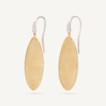 18K Yellow Gold Petal Earrings with Diamonds. 1.6"