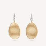 18K Yellow Gold Petal Earrings with Diamonds, 1.2"